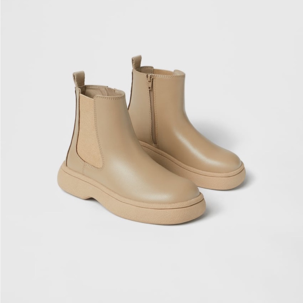 Zara Tan Girls Thick Sole Ankle Boots